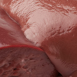 Close up view of raw pork liver and kidney.