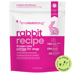 Frozen Raw Rabbit Patties for Dogs - 6 lb patties - Dog Food