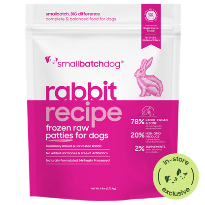 Frozen Raw Rabbit Patties for Dogs - 6 lb patties - Dog Food