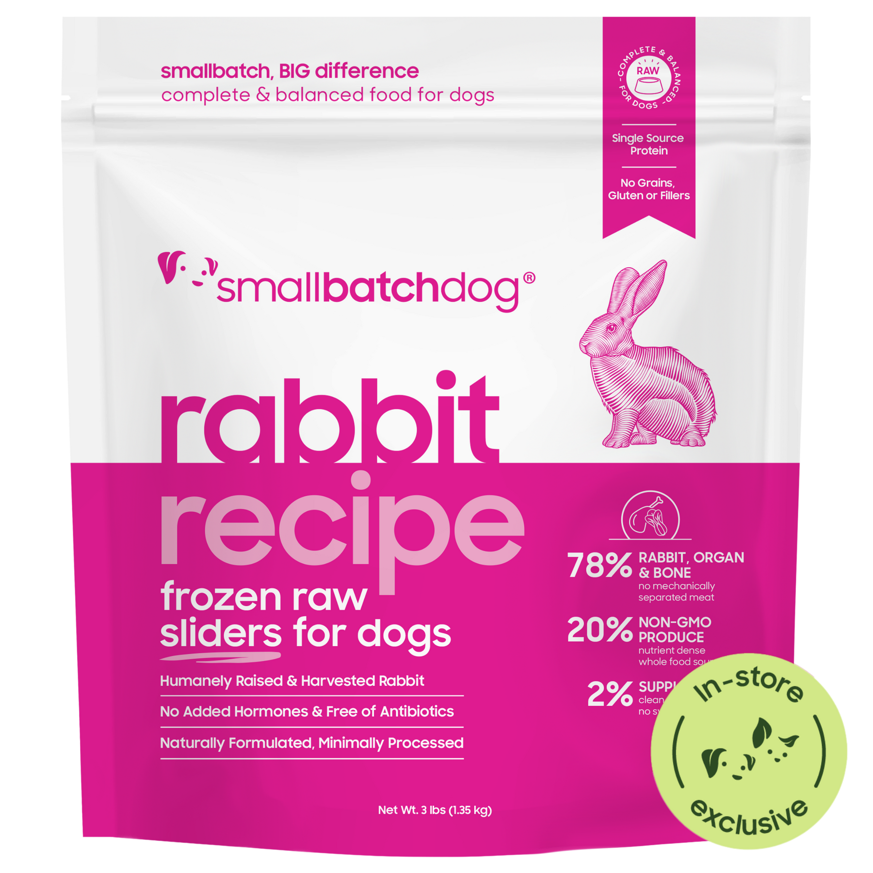 Frozen Raw Rabbit Sliders for Dogs - 3lb sliders - Dog Food