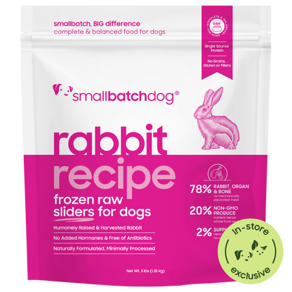 Frozen Raw Rabbit Sliders for Dogs - 3lb sliders - Dog Food
