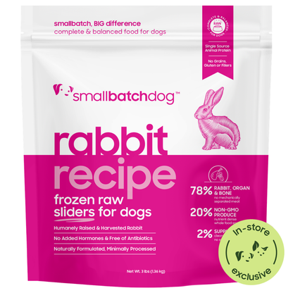 Frozen Raw Rabbit Sliders for Dogs