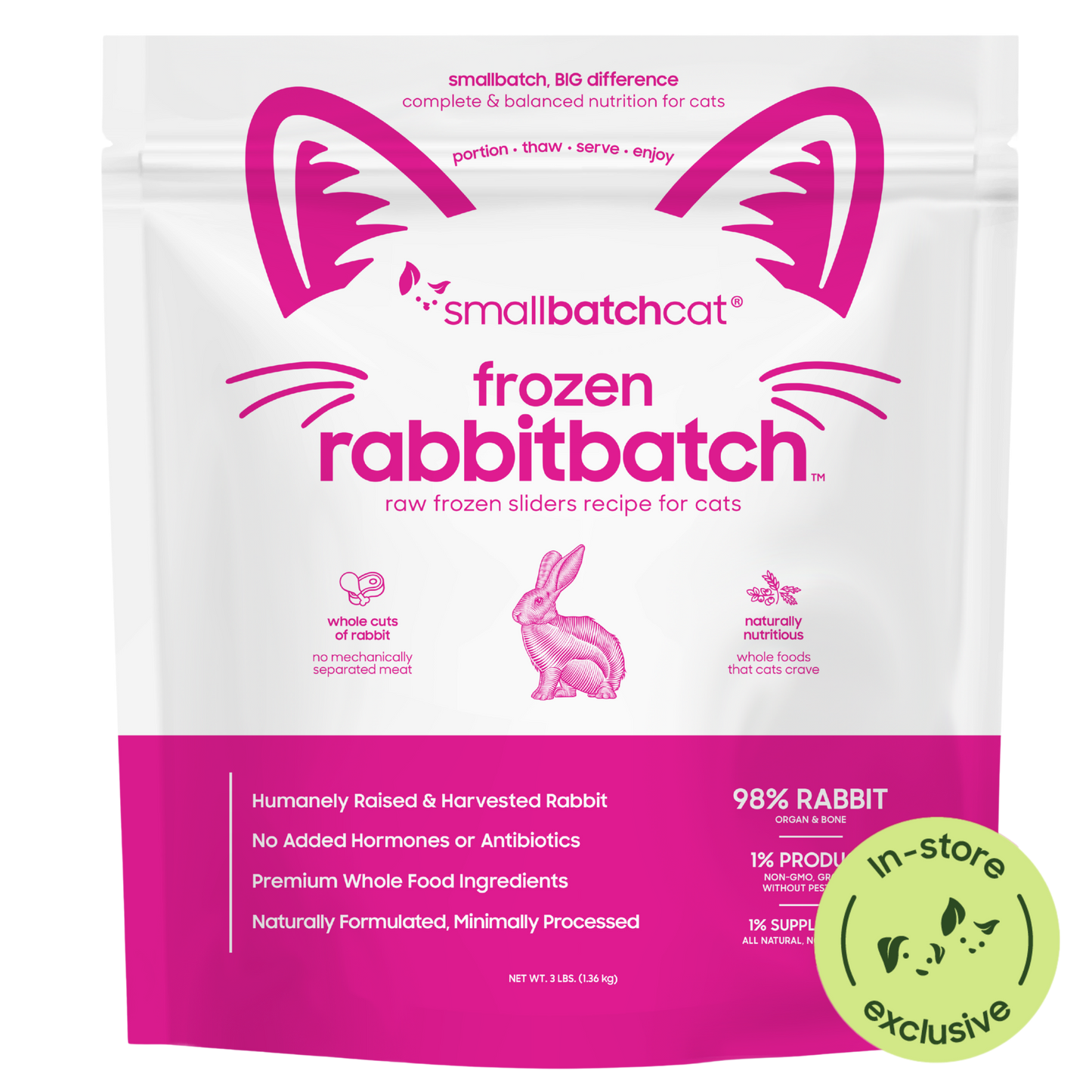 Frozen Raw Rabbit Sliders for Cats - Cat Food