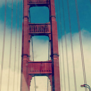 Golden Gate Bridge and skyline.