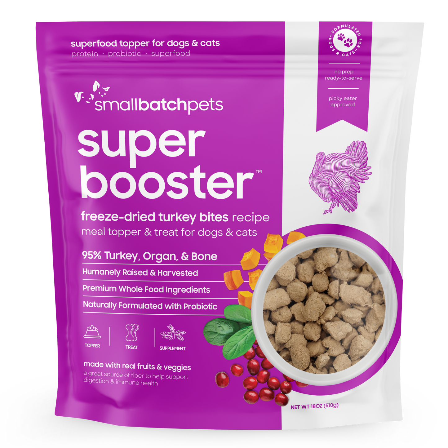 Freeze-Dried Turkey Super Boosters - 18 oz - Meal Topper & Treat