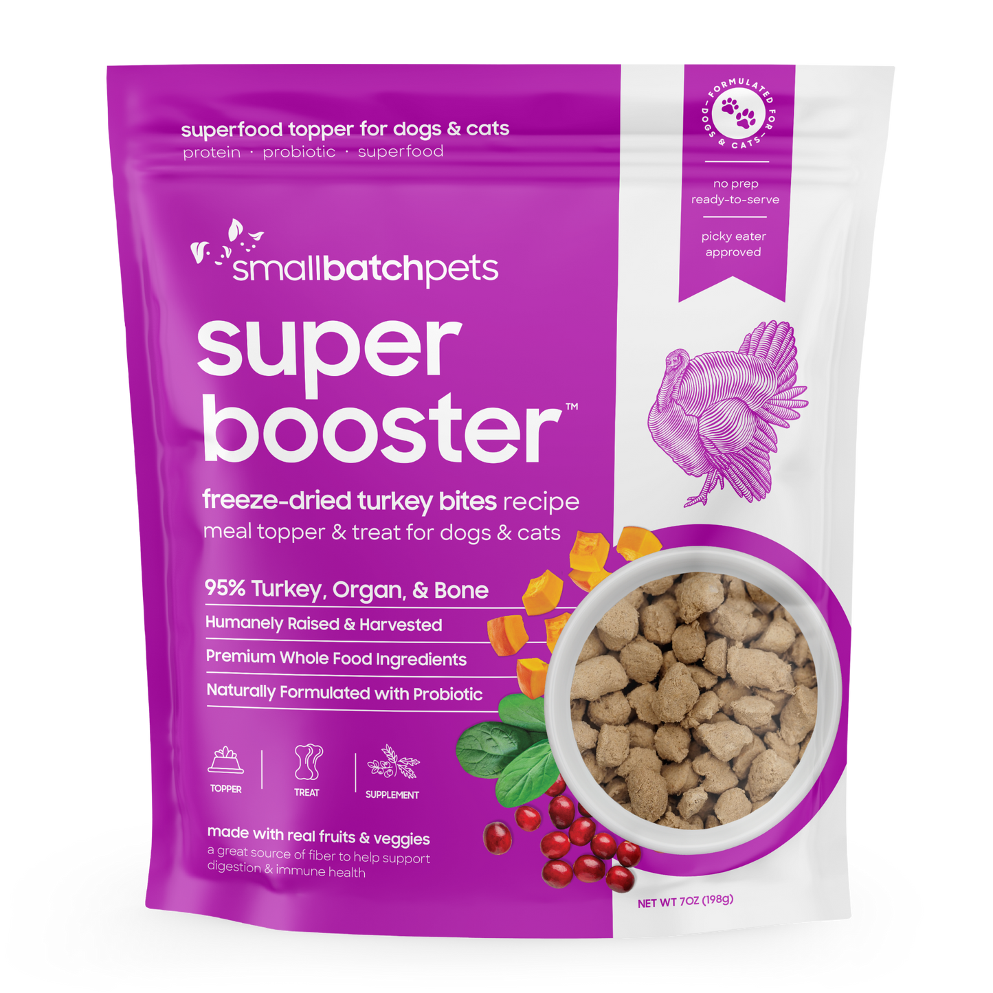 Freeze-Dried Turkey Super Boosters - 7 oz - Meal Topper & Treat