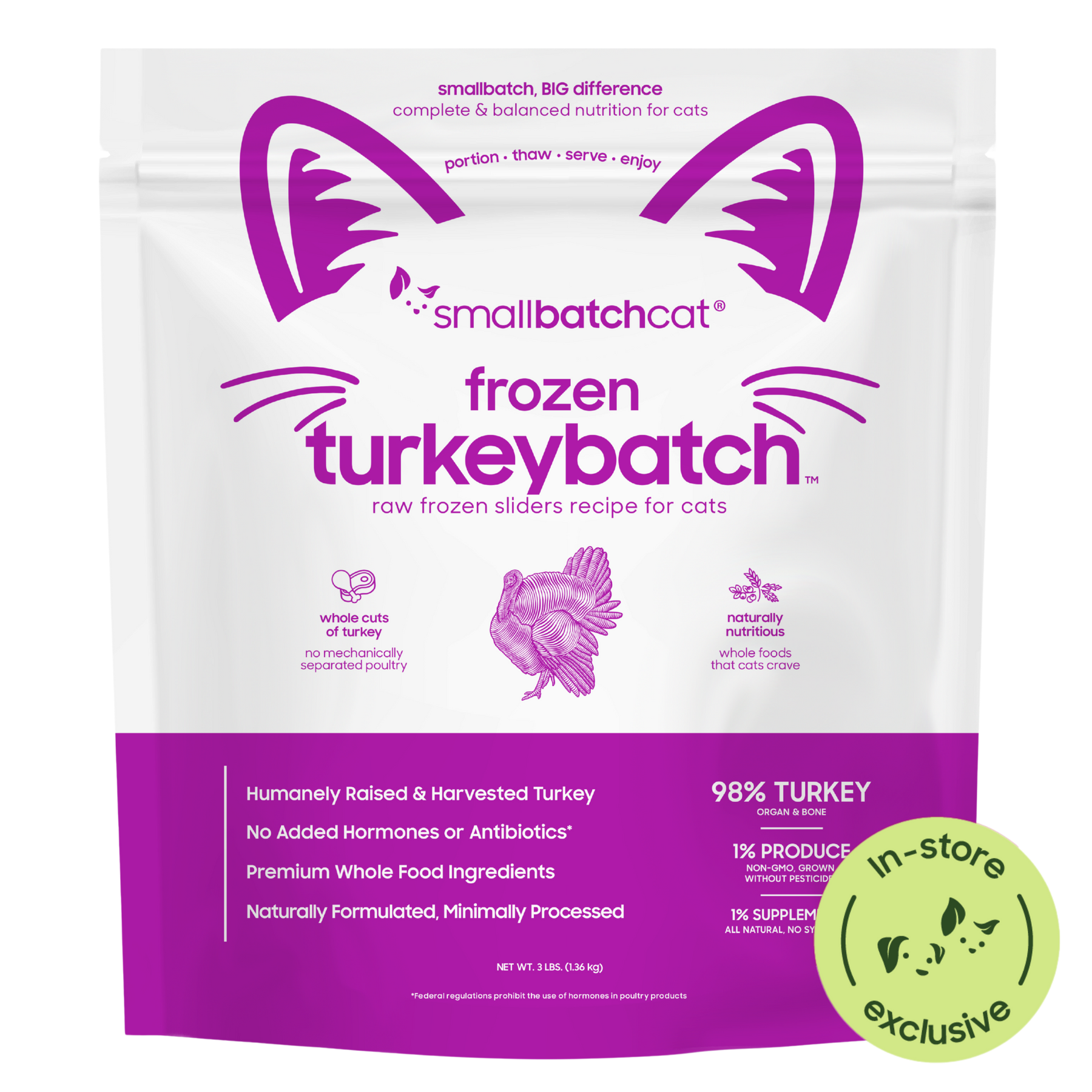 Frozen Raw Turkey Sliders for Cats - Cat Food