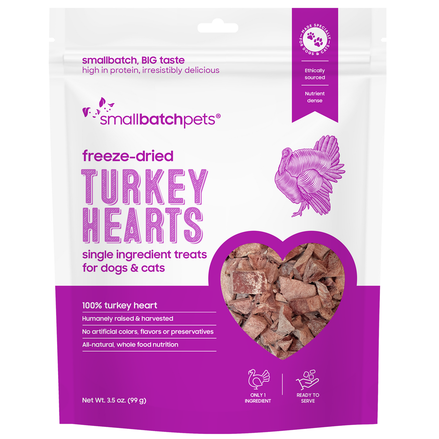 Freeze-Dried Turkey Heart Treats - 3.5 oz - Treats