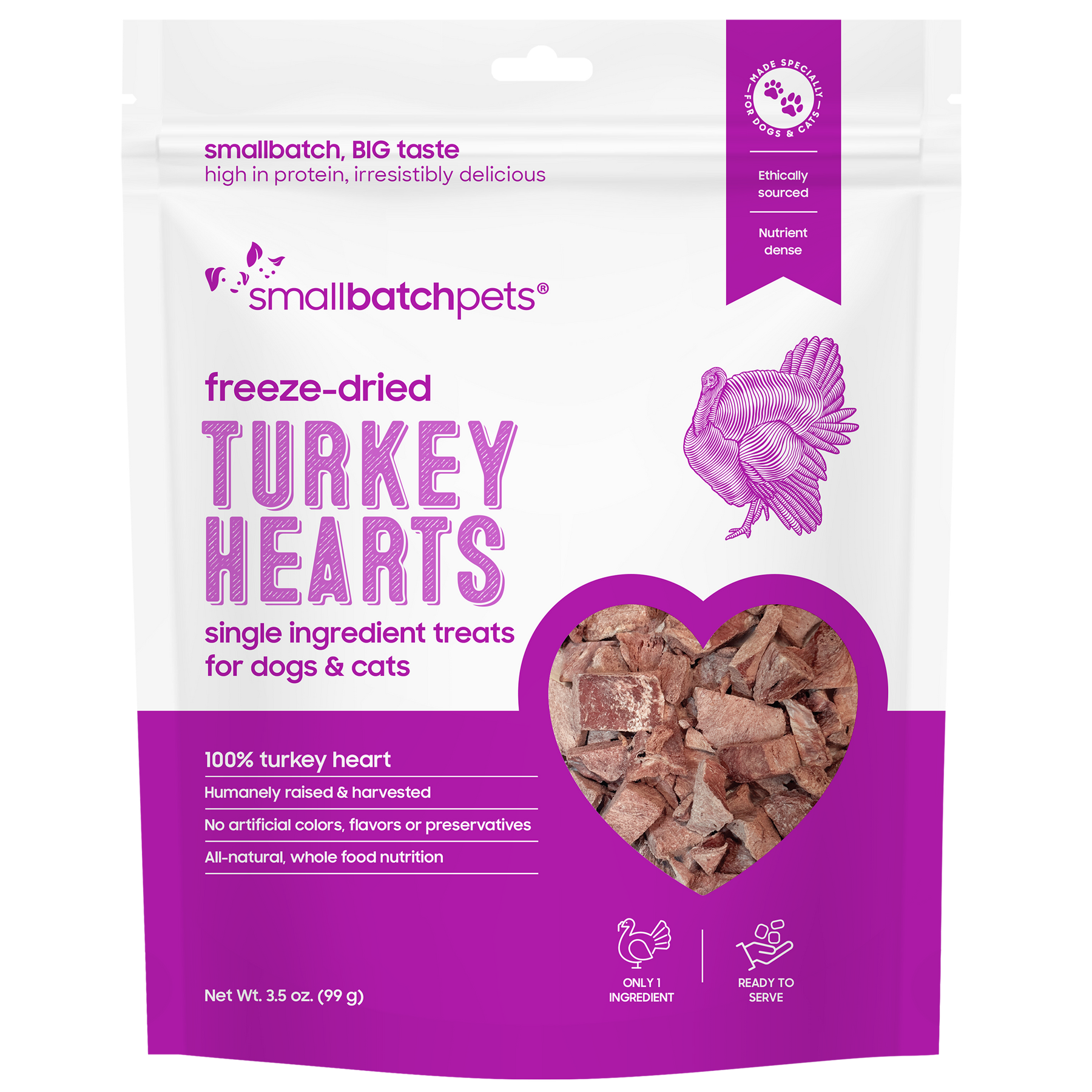 Freeze-Dried Turkey Heart Treats - 3.5 oz - Treats