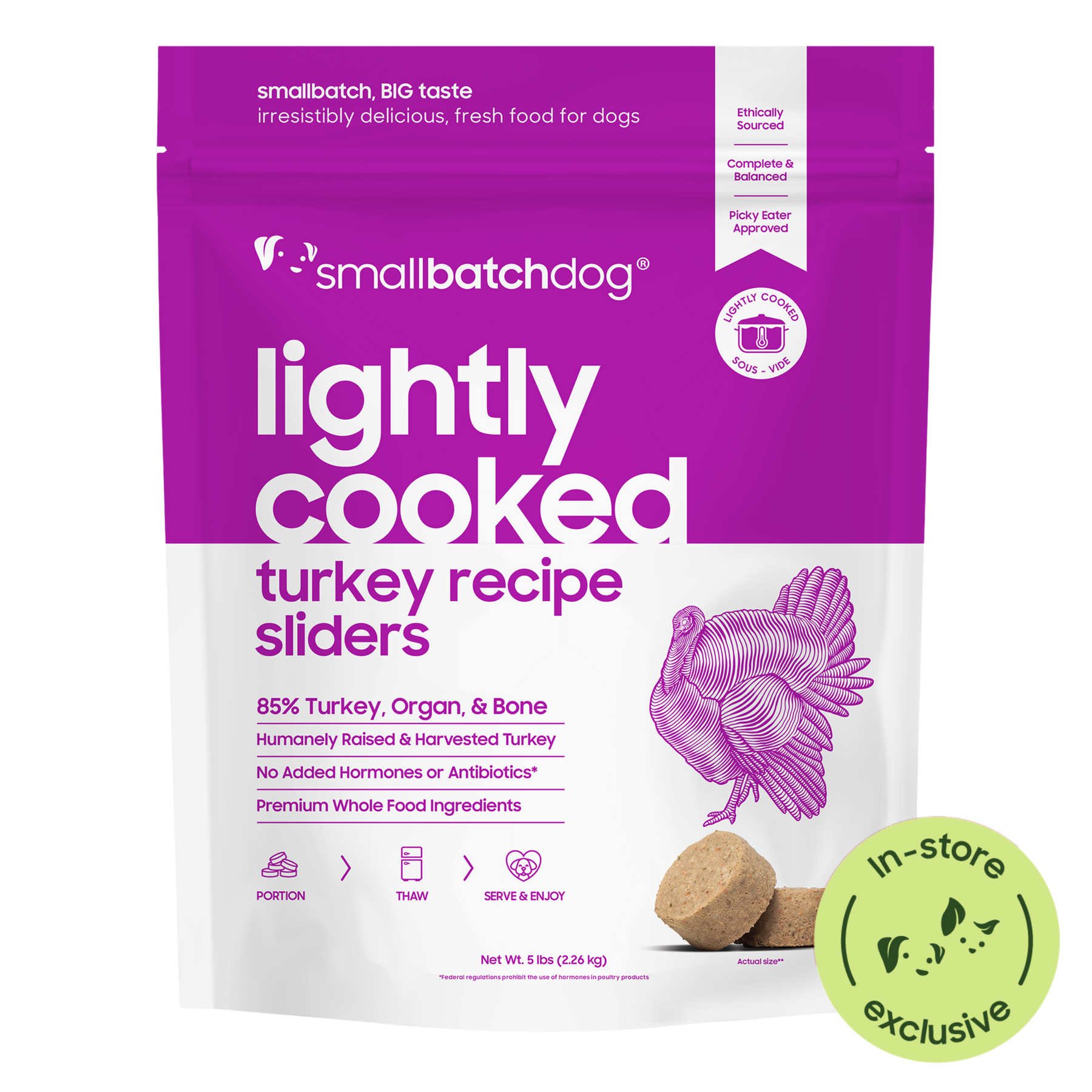 Lightly Cooked Turkey Sliders for Dogs - 2lb - Dog Food